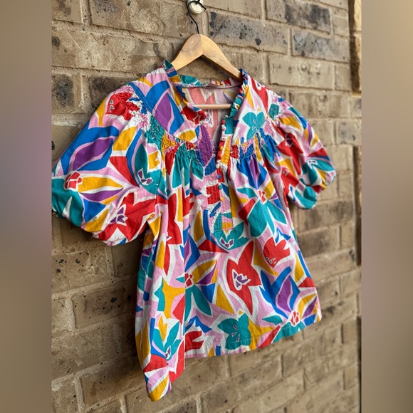 Fate: All My Life White Multi Abstract Blouse Size Large - Picture 4 of 10